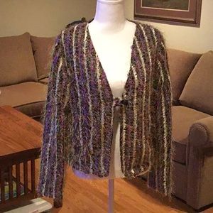 Multicolor Eyelash yarn knitted jacket